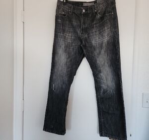Pd&c Men's Black Jeans Size 34x30 Distressed Vintage Stylish Look Denim Jeans